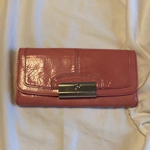 Coach Large Pink Patent Leather Wallet